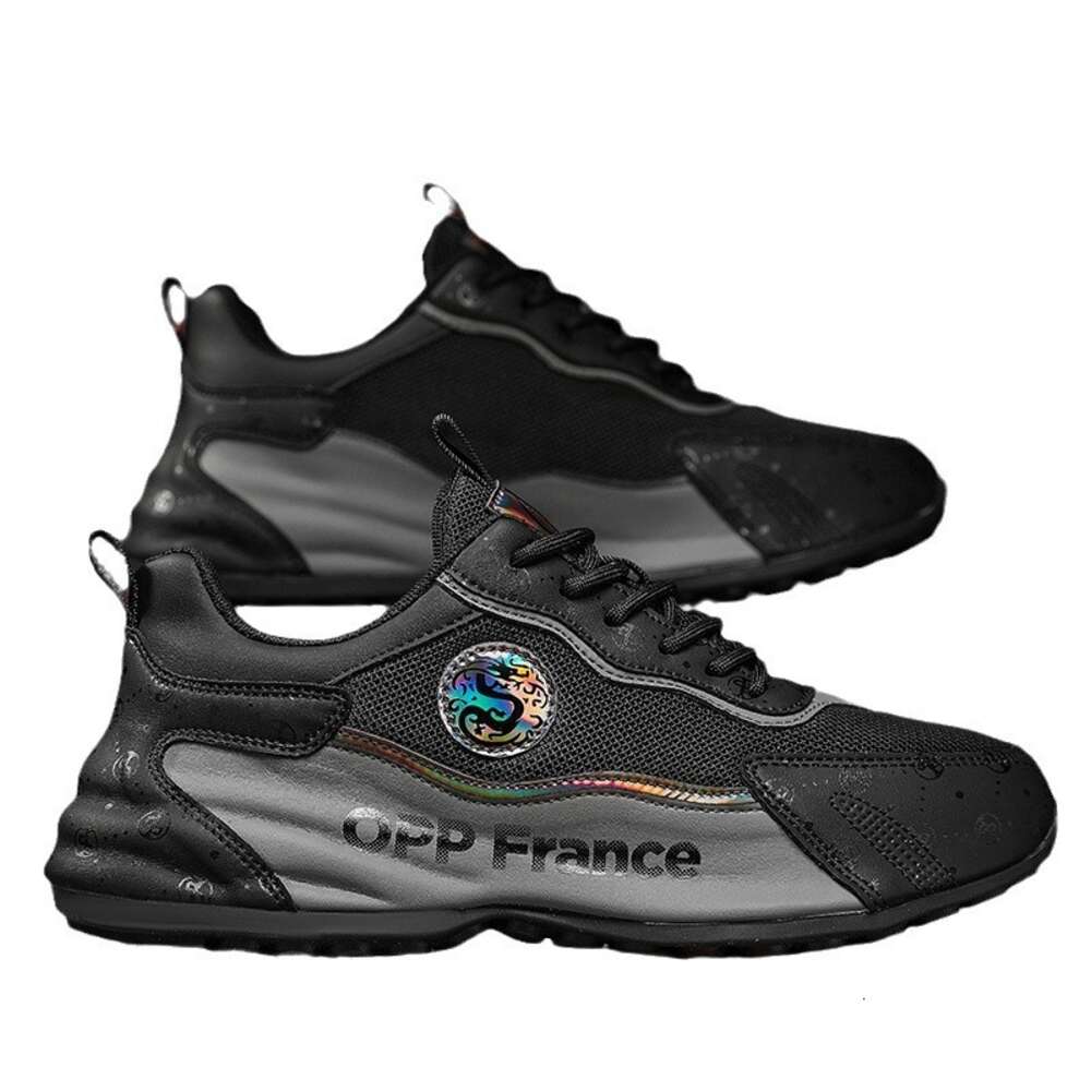 French OPP Men's Summer Brand High End Versatile Casual Sports Running Heightened Bag Sole Black Dad Trendy Shoes