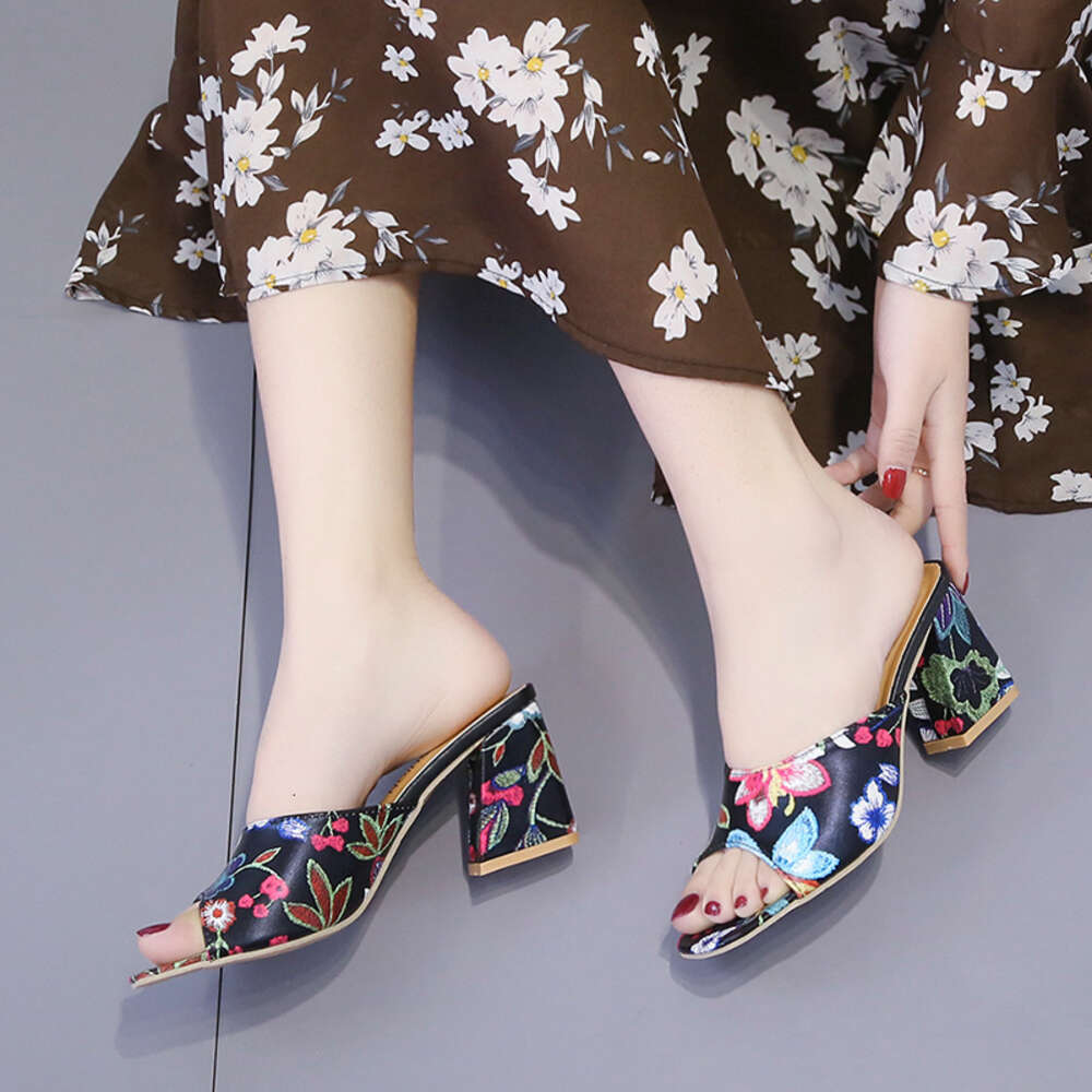 Slippers Large Spring Women Flowers China Chic Ins Style High Heel Sandals Ddmysaturn