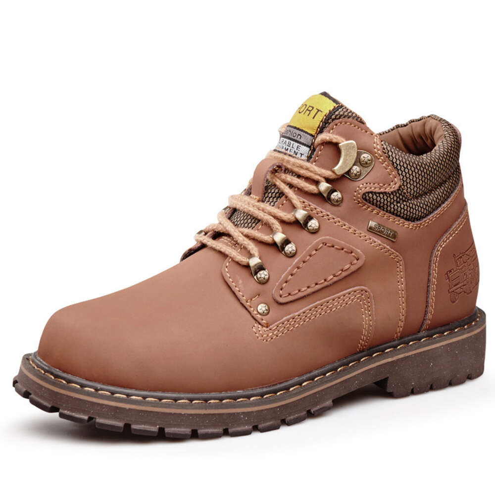Men S Work High Top Shoes Autumn And Winter Genuine Short Big Yellow Trendy Matte Leather Boots Large Size Ddmysaturn