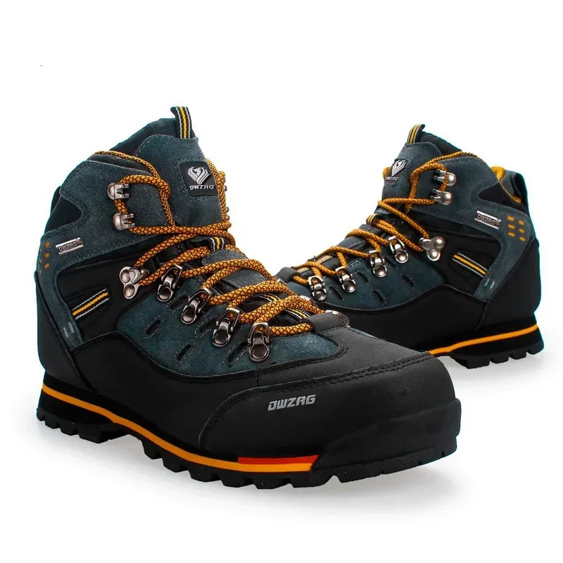 Genuine Leather Waterproof Hiking Boots for Men - High-Top Outdoor Climbing Sports Shoes