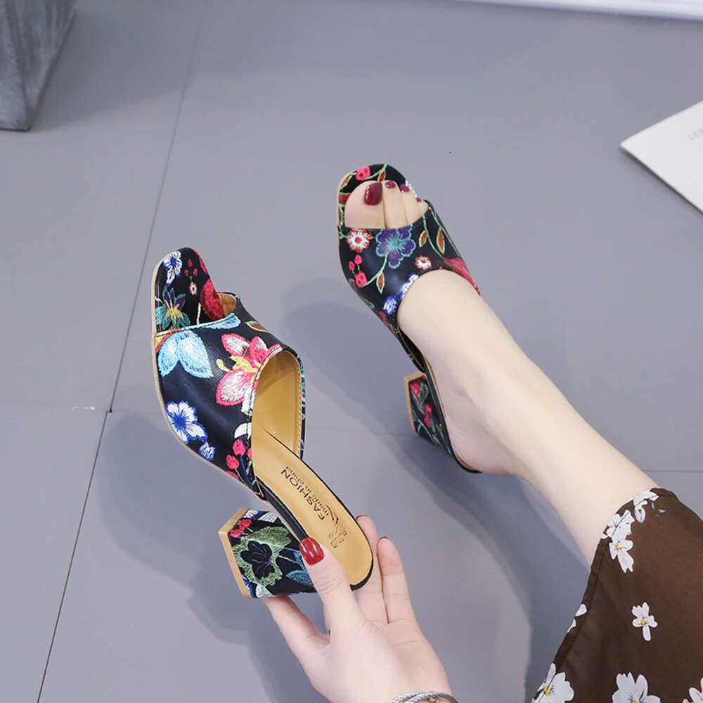 Slippers Large Spring Women Flowers China Chic Ins Style High Heel Sandals Ddmysaturn