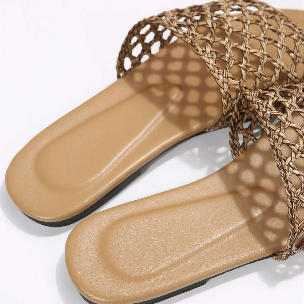 Summer Slippers Oversized With Hollowed Out Roman Ins Style Flat Sandals Beach Ddmysaturn