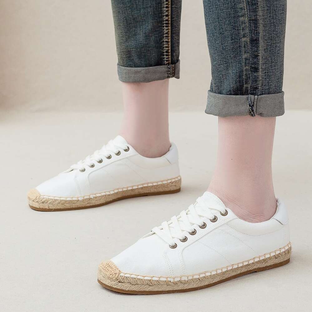 S Men Fisherman Spring Summer New Linen Canvas Simple And Casual Grass Woven Soft Sole Lace Up Sports Shoes One Foot Pedal Ddmysaturn