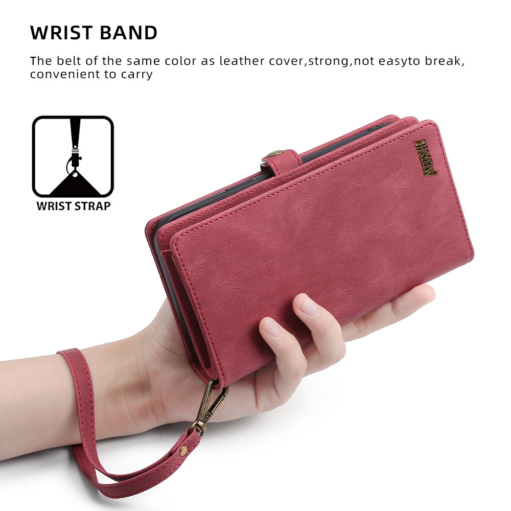 Free shipping A 15 wallet mobile phone holster Pink multi-function protection Pro Max plug-in card mobile phone case S22 Red