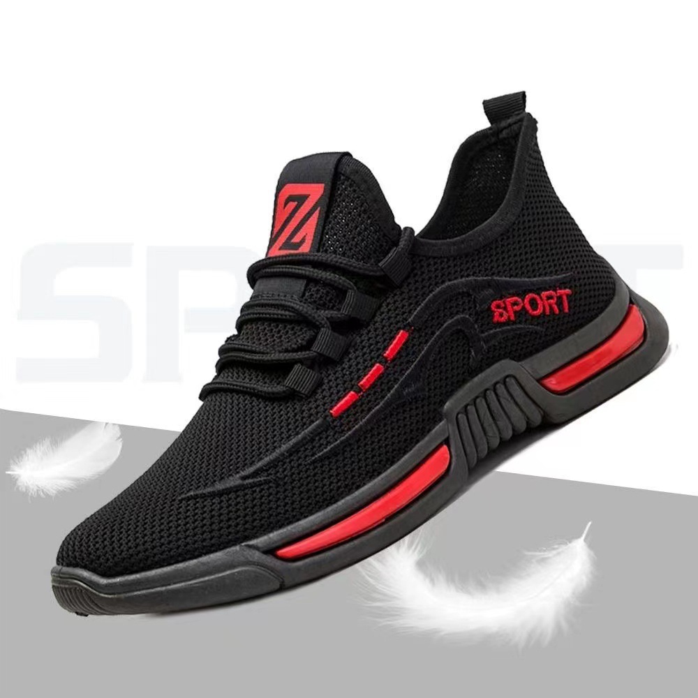 New Men Sports Sneakers Casual Style Athleisure Outdoor Activities Running Net Ultralight Shoes Breathable Comfortable Red Free shipping