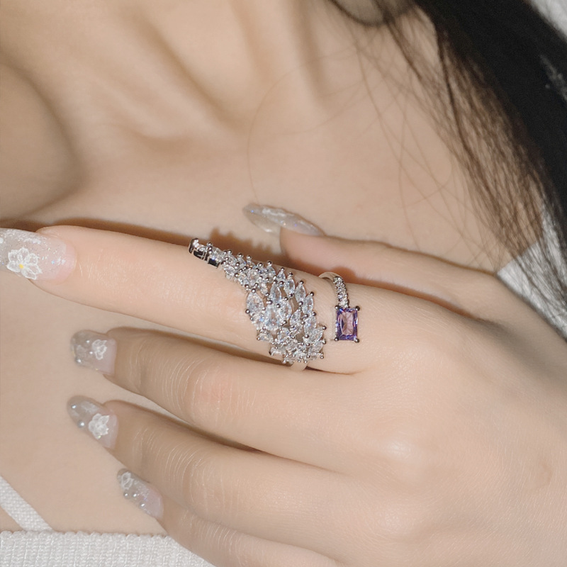 Sterg Marquise White Topaz Ring: Elegant Wedding Band for Women, Sier Sapphire CZ Angel Wing Design, Party & Goddess Style Jewelry Gift