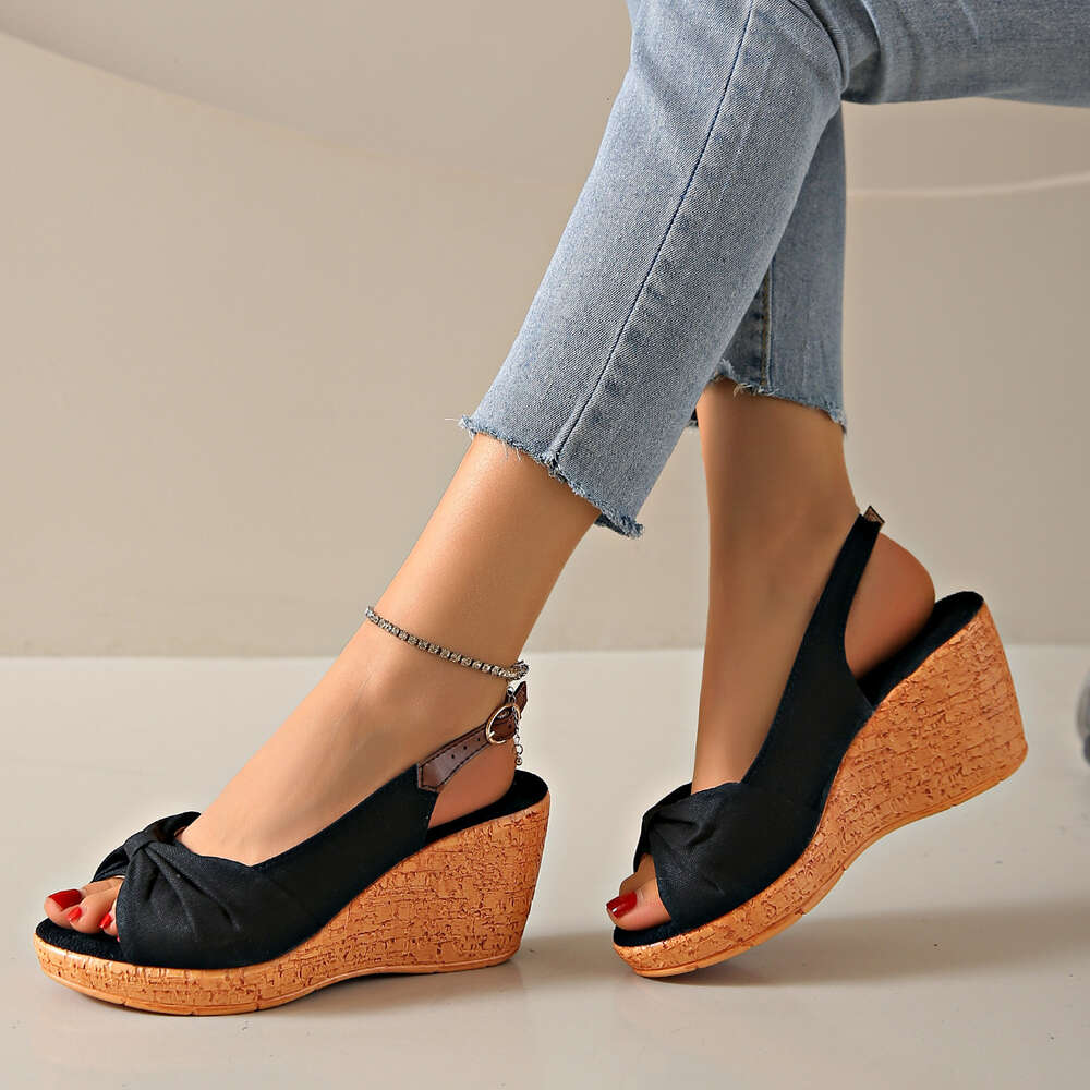 Size Summer Large New Sandals Women S Casual Buckle Wooden Roman Slope High Heels Ddmysaturn