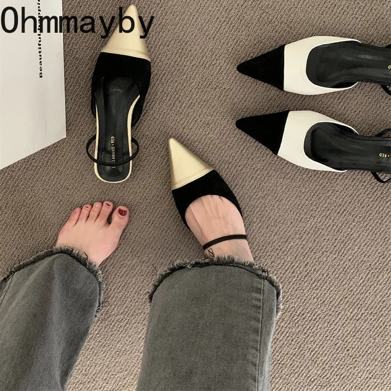 2024 Spring Womens Sandals Fashion Pointed Toe Slip on Ladies Casual Low Boots Slip Womens Steel Shoes 240617