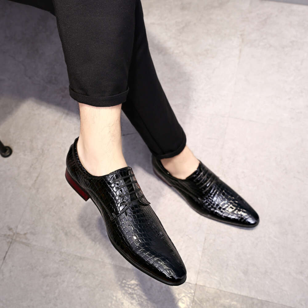 Shoe Wear Single Resistant Extra Large Fashionable Snake Pattern Men S With Lace Up Low Top Leather Shoes Ddmysaturn