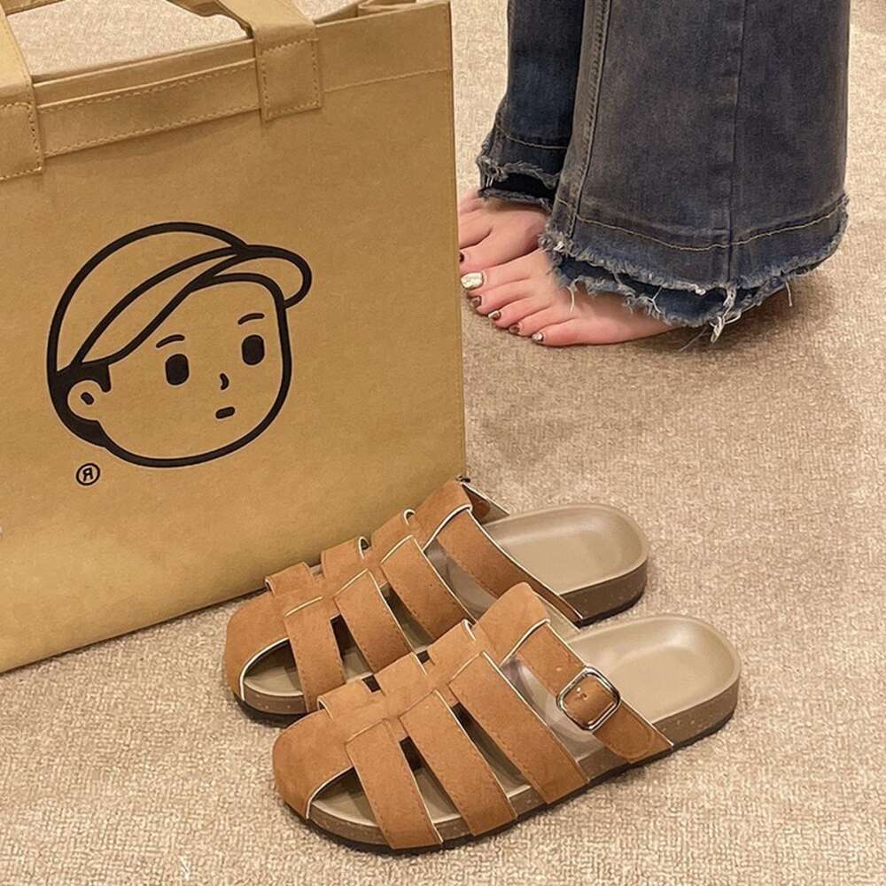 Summer Large Size New Women S Stripe Checkered Buckle Roman Style Bread Thick Sole Slippers Ddmysaturn