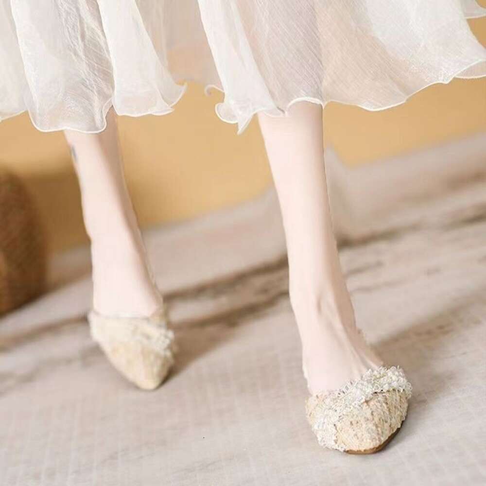 Size Women Large S French Mesh Small Fragrant Ins Gentle And Pointed Flat Shoes Lazy To Kick With One Foot Ddmysaturn
