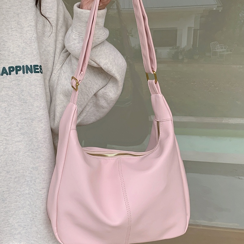 High end niche design large capacity, pink student class leisure commuting tote large bag new casual versatile one shoulder crossbody bag for women