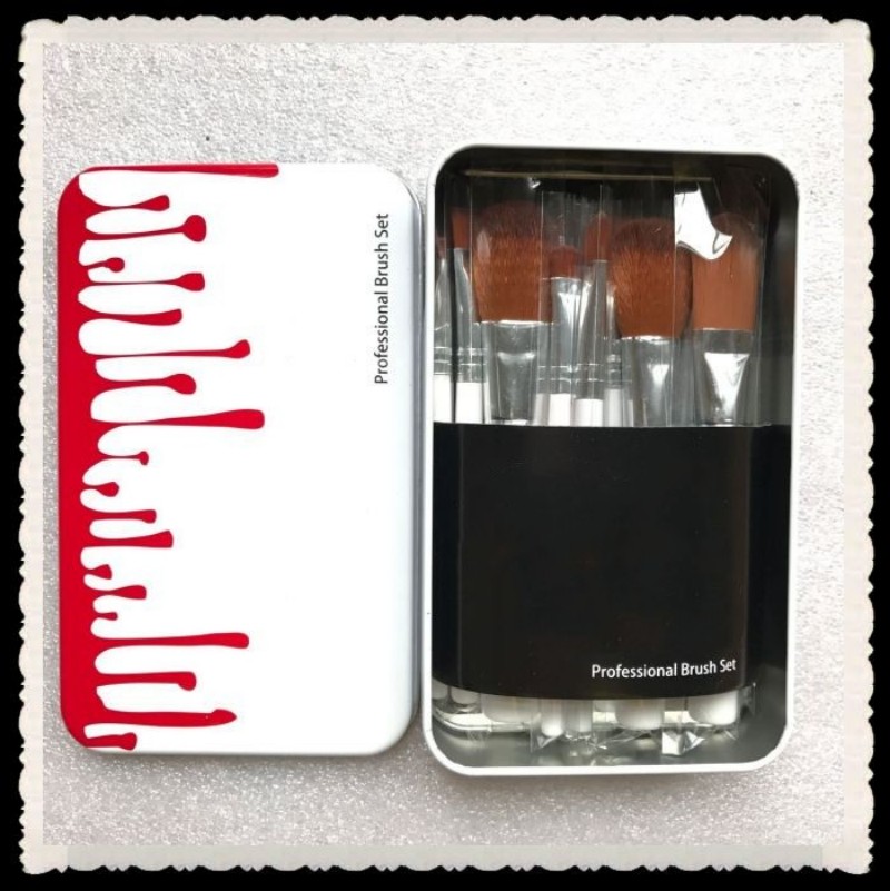 12pcs Portable Makeup Brushes Make Up Brush Set Foundation Blush Eye brocha de maquille Kit Metal Box