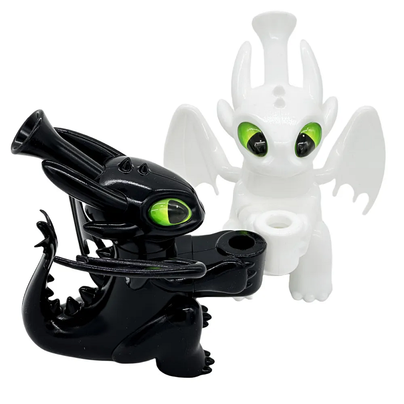 5.5 Inch Dragon Shape Hookah Black and White Night fury Dragon Silicone Hookah Bong Shisha Smoking Water Pipe With 14mm Glass Bowl