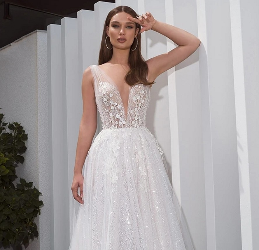 V-Neck Tulle Romantic Wedding 2024 Boho Beaded Appliques A-Line 3D Flowers Illusion Bridal Dress Bride Gown Vestidos De Novia Custom Made