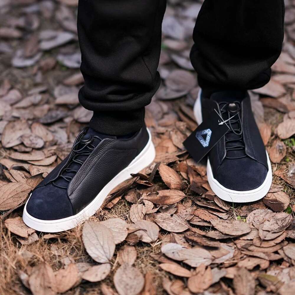 Light Luxury Italian Top Layer Cowhide Men S Breathable Board Shoes Korean Version Color Band Loose Casual Ddmysaturn