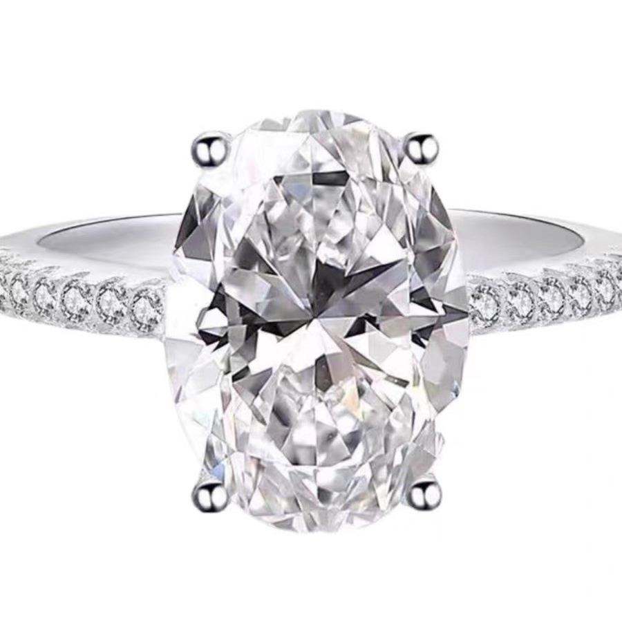 ring Moissanite Engagement Ring 925 silver diamond Set with diamonds official reproductions diamond European size jewelry fashion exquisite gift with 
