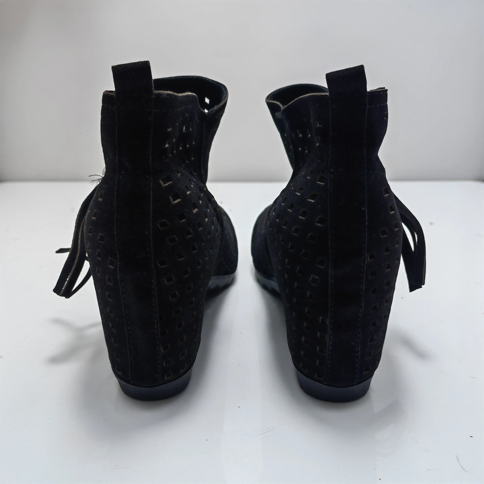 ASILETO Womens Summer Boots Flat Low Hidden Wedges Cutout Boots Ladies Dress Casual Shoes Cute Flock 34-43 240619