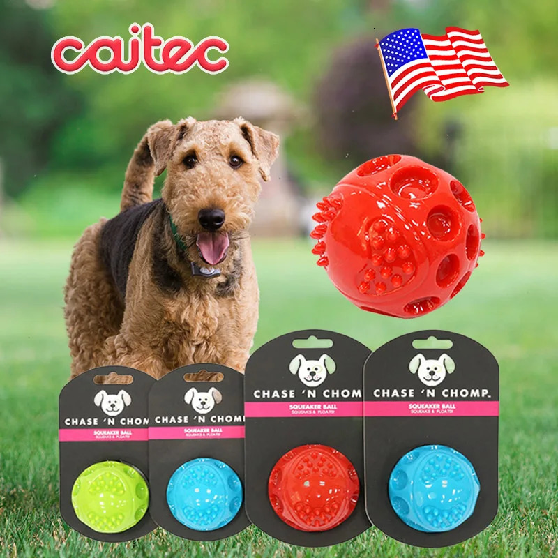 CAITEC Dog Toys Squeaking Bouncing Ball Durable Floatable Springy Pet Toys Squeaky Ball Bite Resistant for Small to Large Dogs 240618