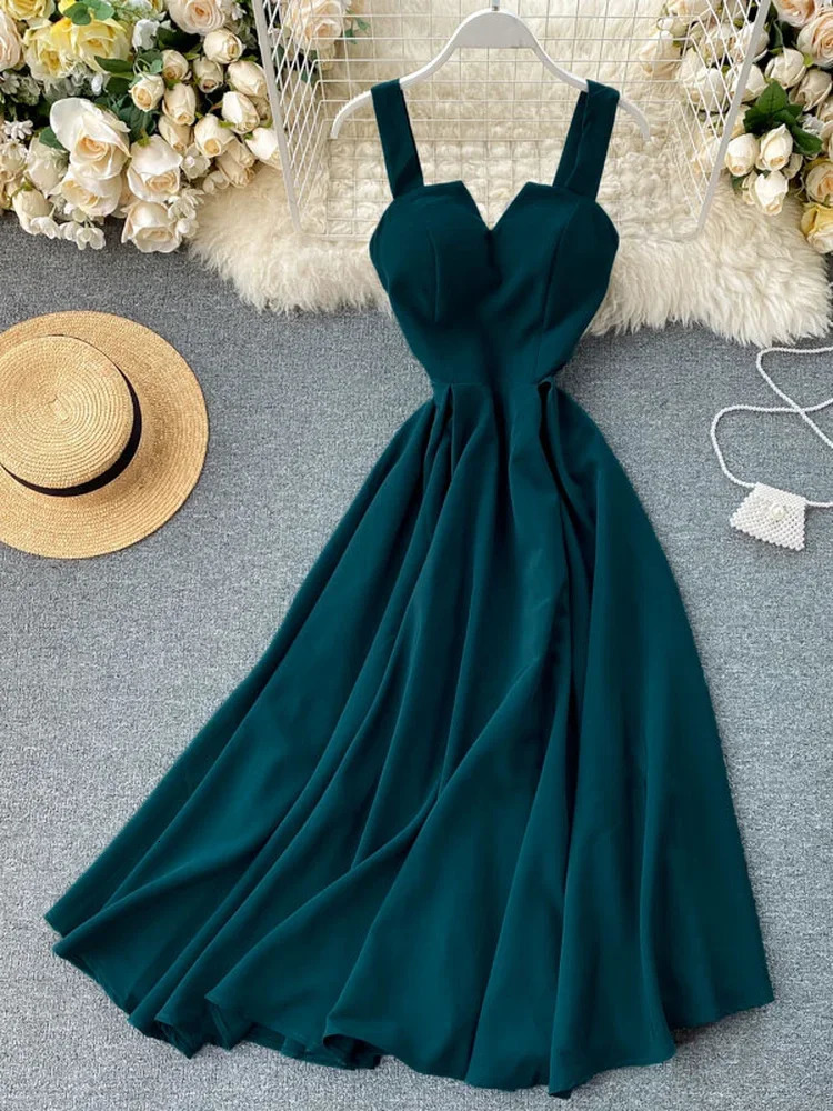 Summer Robe Dress Women V Neck Long Party Evening Dresses Sexy Tank Backless Spaghetti Strap Maxi Female Holiday Vestidos 240618