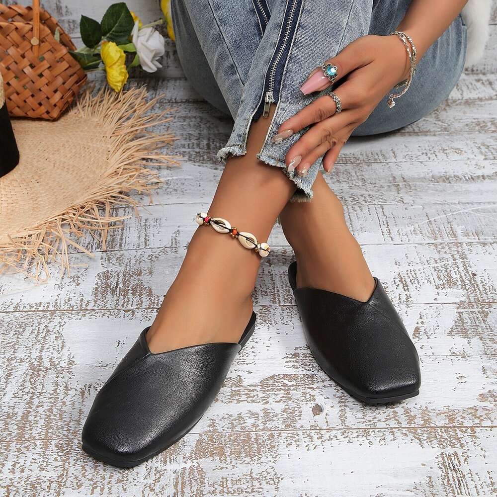 Summer Large Size New Style Slippers For Women Half Fashionable Ins Air Cooled Trawl Net Red Envelope Head Sandal Ddmysaturn