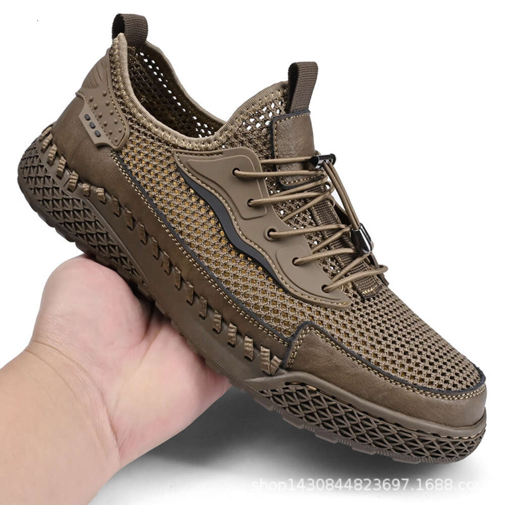 Ddmyoutdoor Italian Cabinet Removal Leak Detection Genuine Leather Flying Woven Sports Men S Mesh Casual Shoes Hollowed Out