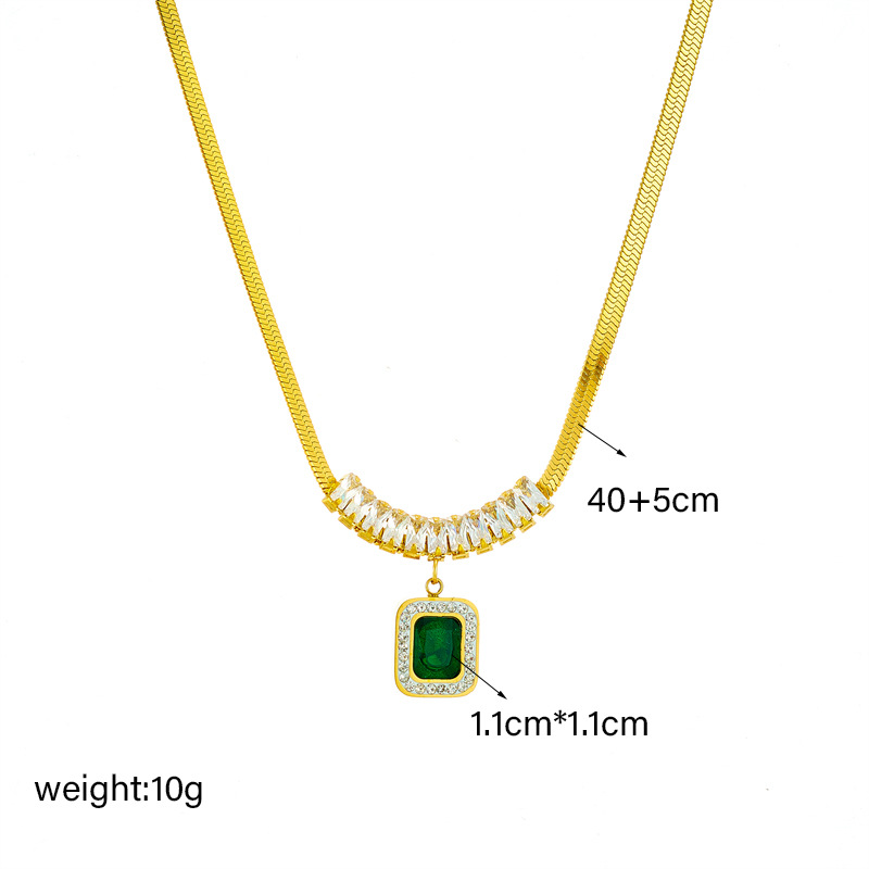 Emerald Cubic Zircon Necklace Bracelet Earrings Designer Jewelry Set Non Tarnish 18k Gold Snake Chain Diamond Collar Choker for Women Fine Luxury Jewe