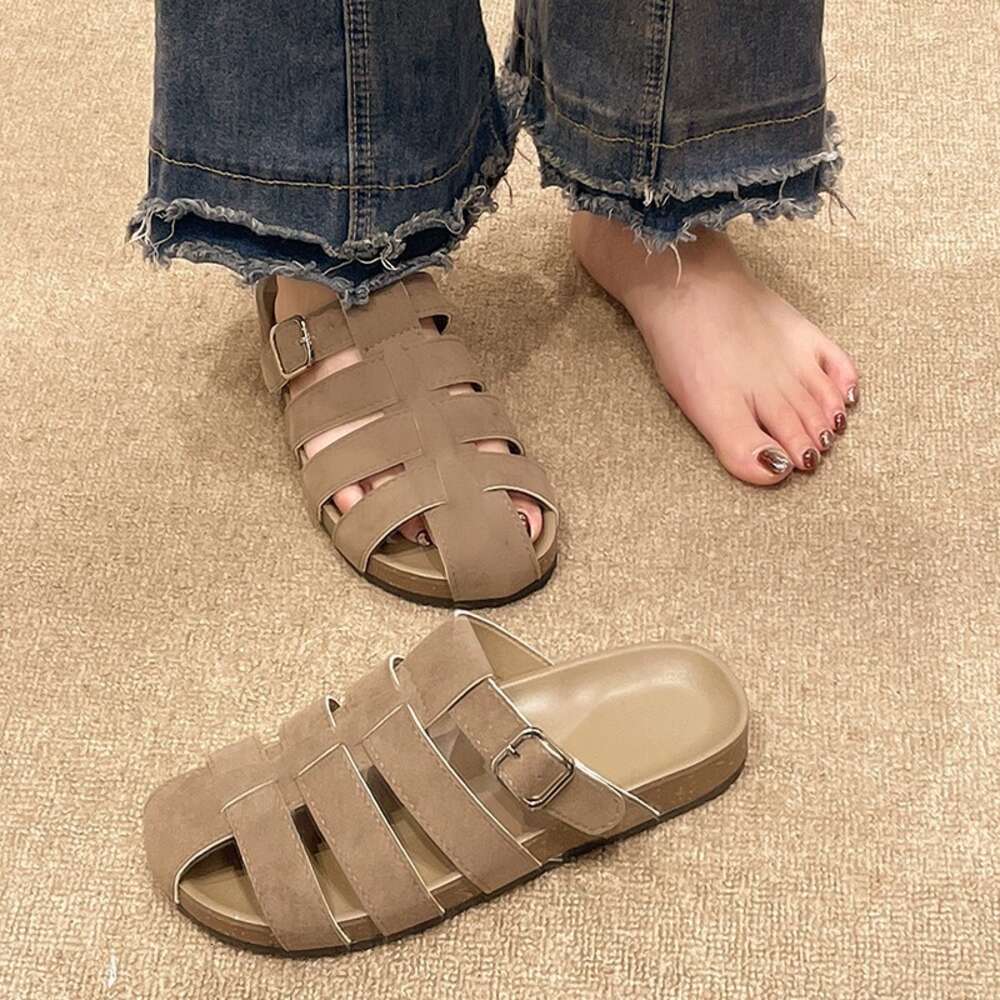 Summer Large Size New Women S Stripe Checkered Buckle Roman Style Bread Thick Sole Slippers Ddmysaturn