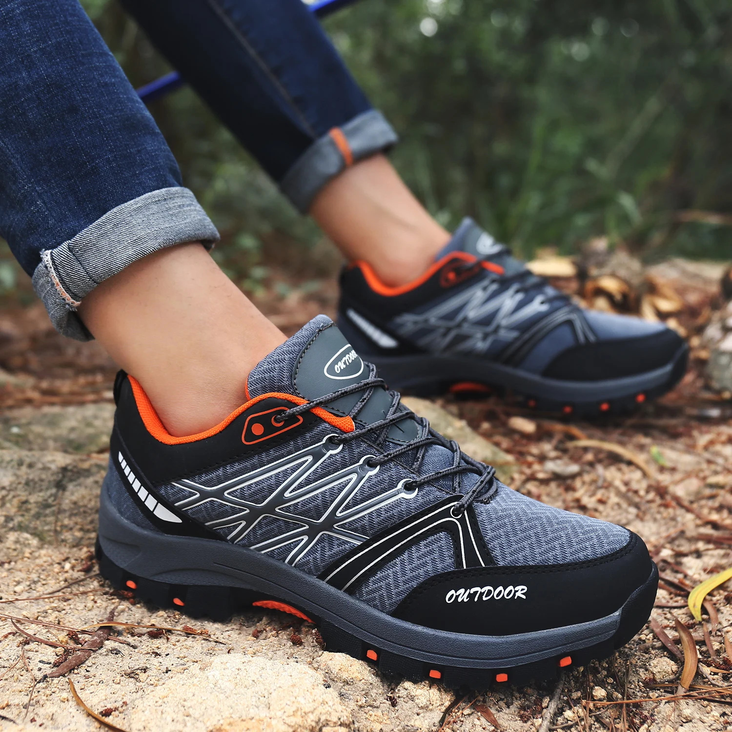 Mens outdoor sports fashionable breathable lace-up low-cut hiking shoes trail running mountain shoes size 39-45 240619