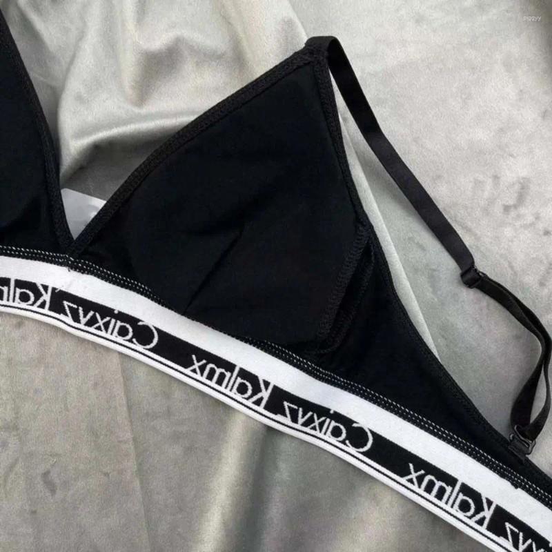 Bras Sets Breathable Backless Print Underwear Set V-neck Sports Letter Printed Bra Wireless Summer Style Women's Bikini