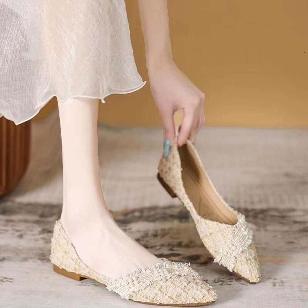 Size Women Large S French Mesh Small Fragrant Ins Gentle And Pointed Flat Shoes Lazy To Kick With One Foot Ddmysaturn
