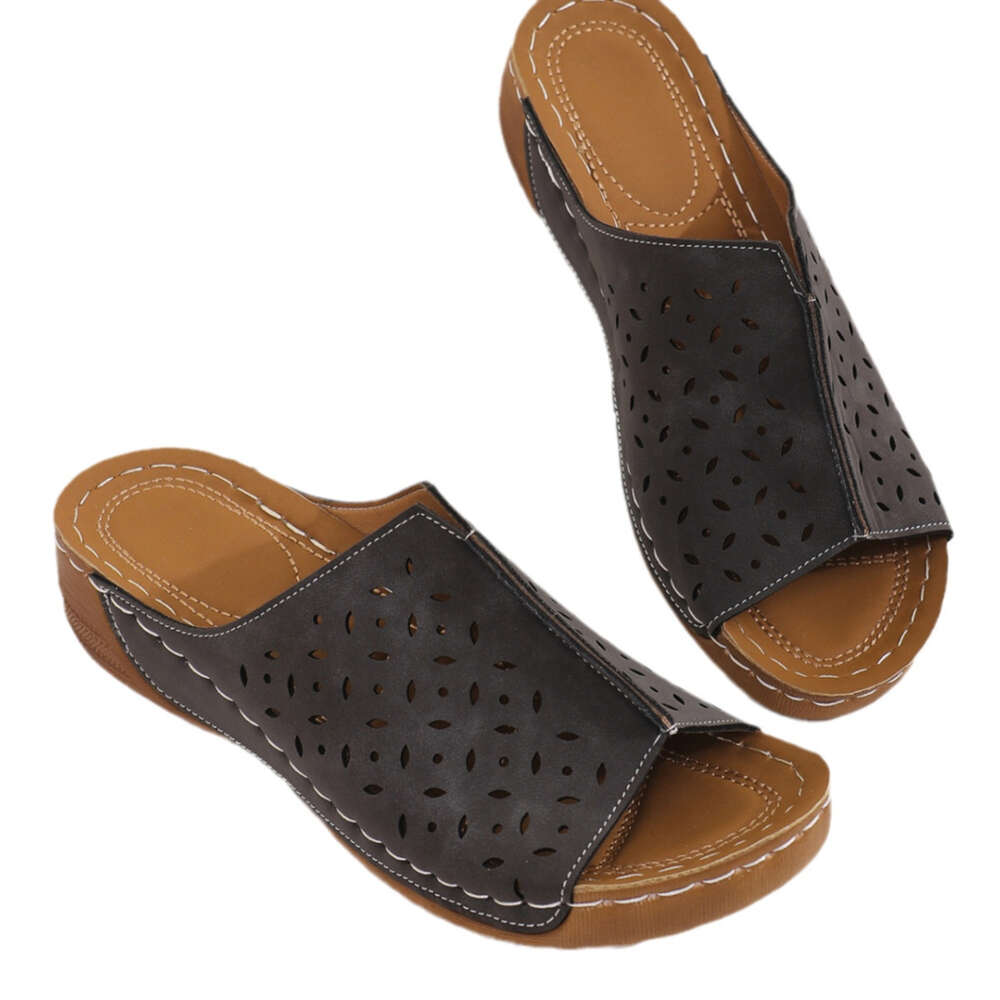Women Large New S Thick Sole Flyline Roman Windfish Mouth Slope Heel Sandals Ddmysaturn
