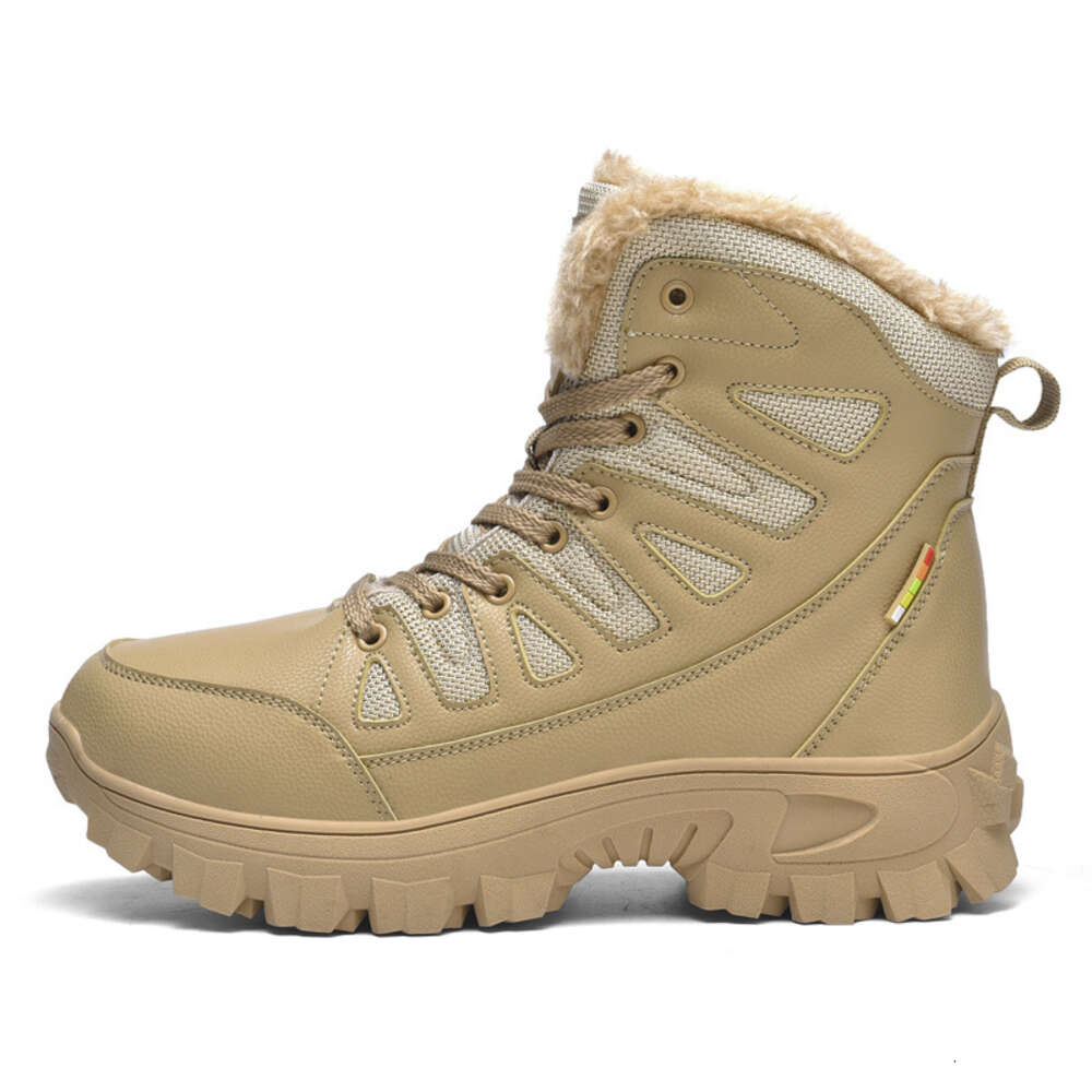 Men S Large Outdoor Leather And Plush Snow Northern Warm Cotton Boots High Top Hiking Shoes Ddmysaturn