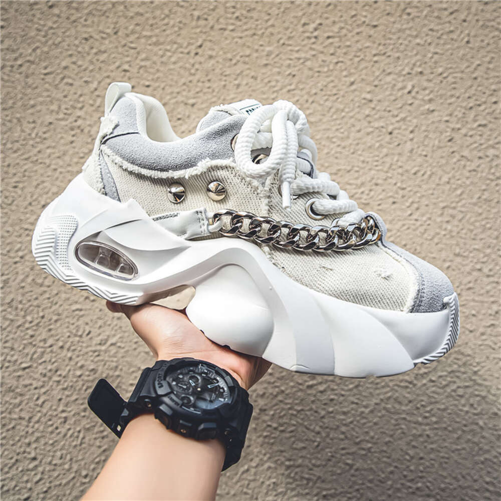 S Shoes Men New Niche Design High Aesthetics Trendy With Thick Sole And Increased Height For Teenagers Durable Denim Dad Ddmysaturn