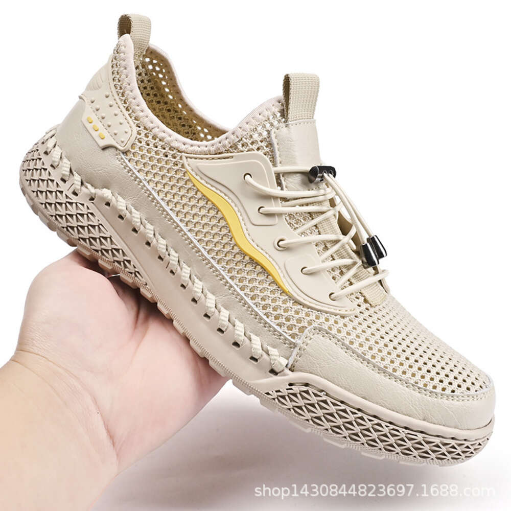 Ddmyoutdoor Italian Cabinet Removal Leak Detection Genuine Leather Flying Woven Sports Men S Mesh Casual Shoes Hollowed Out