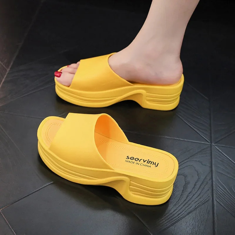 Fashion Womens Slippers 2024 Sandals Flatform Open Toes Shoes Platform Wedge Modern Slippers PVC Slides Soft Non-slip Slippers 240619