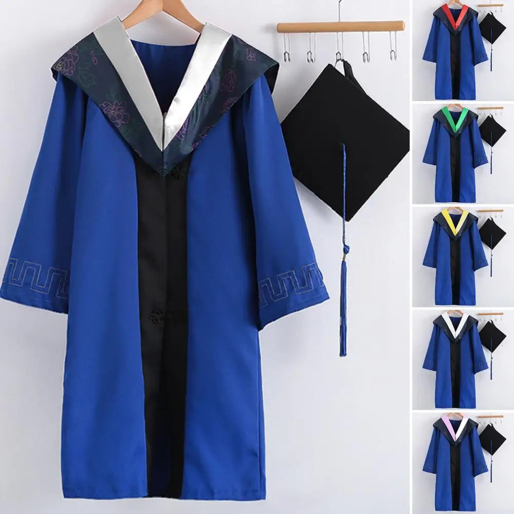 1 Set Graduation Uniform Super Soft Wear Resistant Polyester Bachelor Hat Cloak Pography Props For College 240617