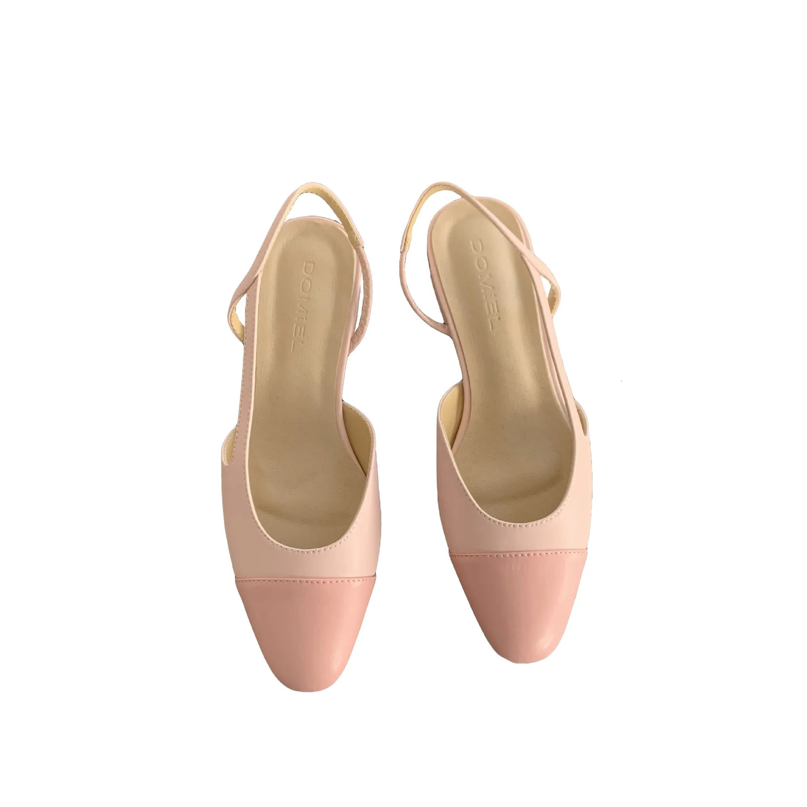 Retro womens shoes beige high heels sandals round toes shallow mouth original black comfort closed low basic PU neutral back Str for girls 240617