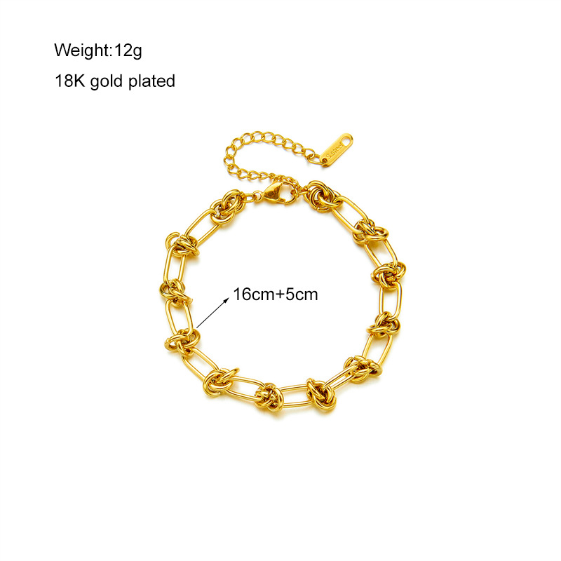 Non Tarnish 18k Gold Love Knot Chain Chunky Necklace Bracelet Designer Jewelry Set Hip Hop Necklace Woman Girls Gift Nightclub Party Fashion Fine Jewe