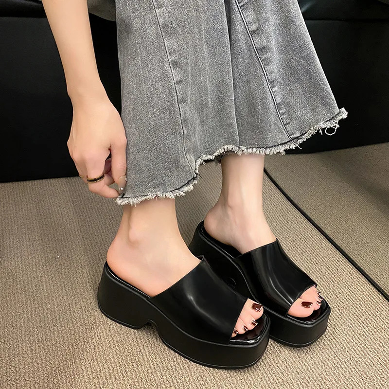 Women Platform High Heels Slippers Korean Female Peep Toe Shoes Wedges Sandals 2024 Summer Fashion Slides Pumps Zapatos 240619