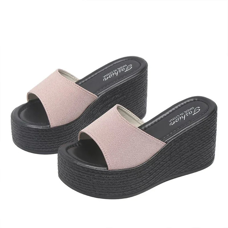 Women Platform Beach Slippers High Heels Wedges Sandals Summer Shoes Women Shoes Thick Slides Sexy Pumps Fad Flip Flops 240619