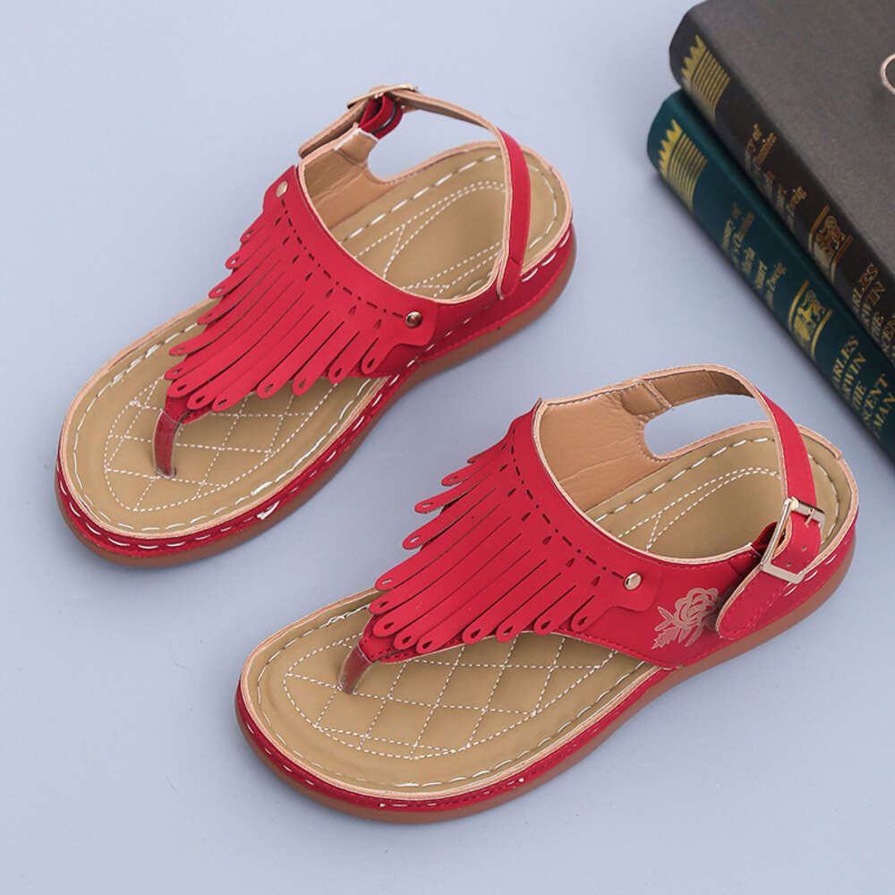 Women Large Size S Tassel Clip Toe Flat Sandals Roman Sandals Ddmysaturn