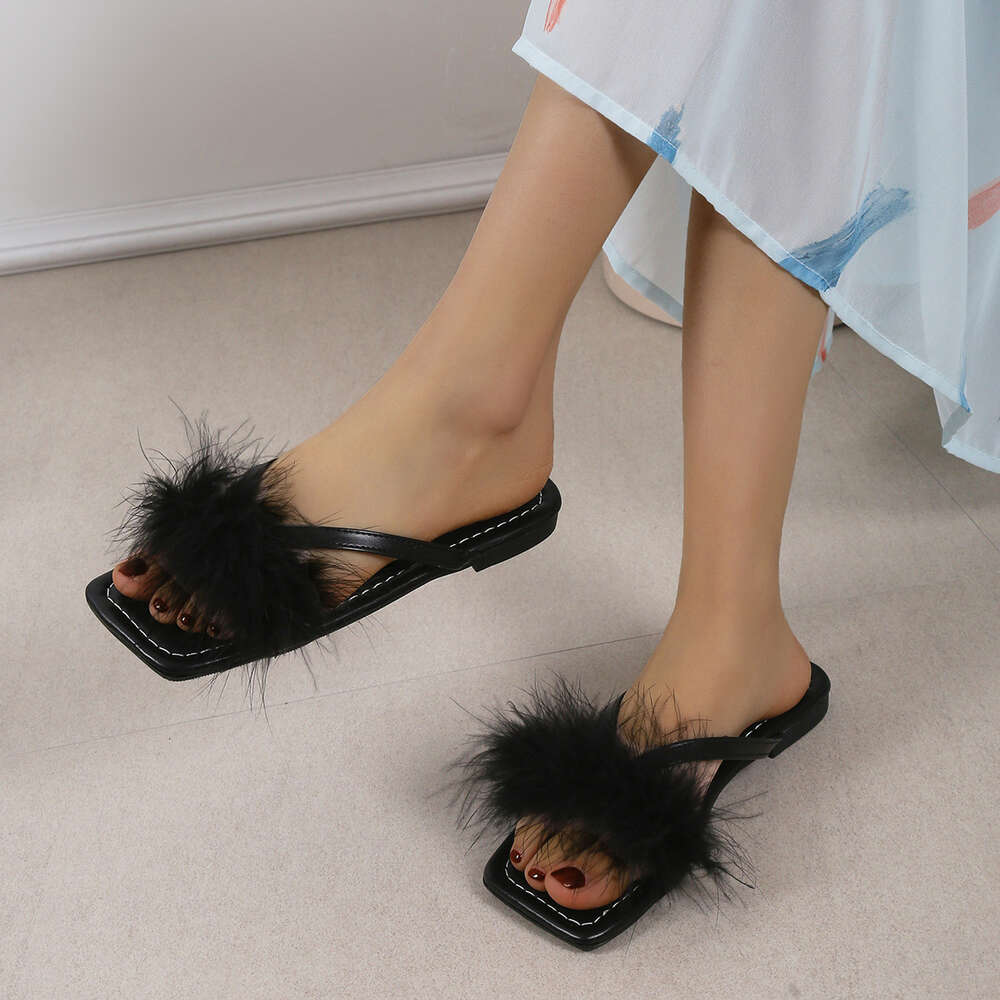 Size Summer Large Women S Velvet Fashionable And Playful Instagram Style Flat Bottom Herringbone Slippers Ddmysaturn