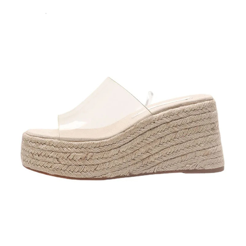 Womens Large Size Platform Sandals Wedges Shoes for Women ZA Transparent Pvc Wedge Sandals Zapatos Fucsia Mujer 240619