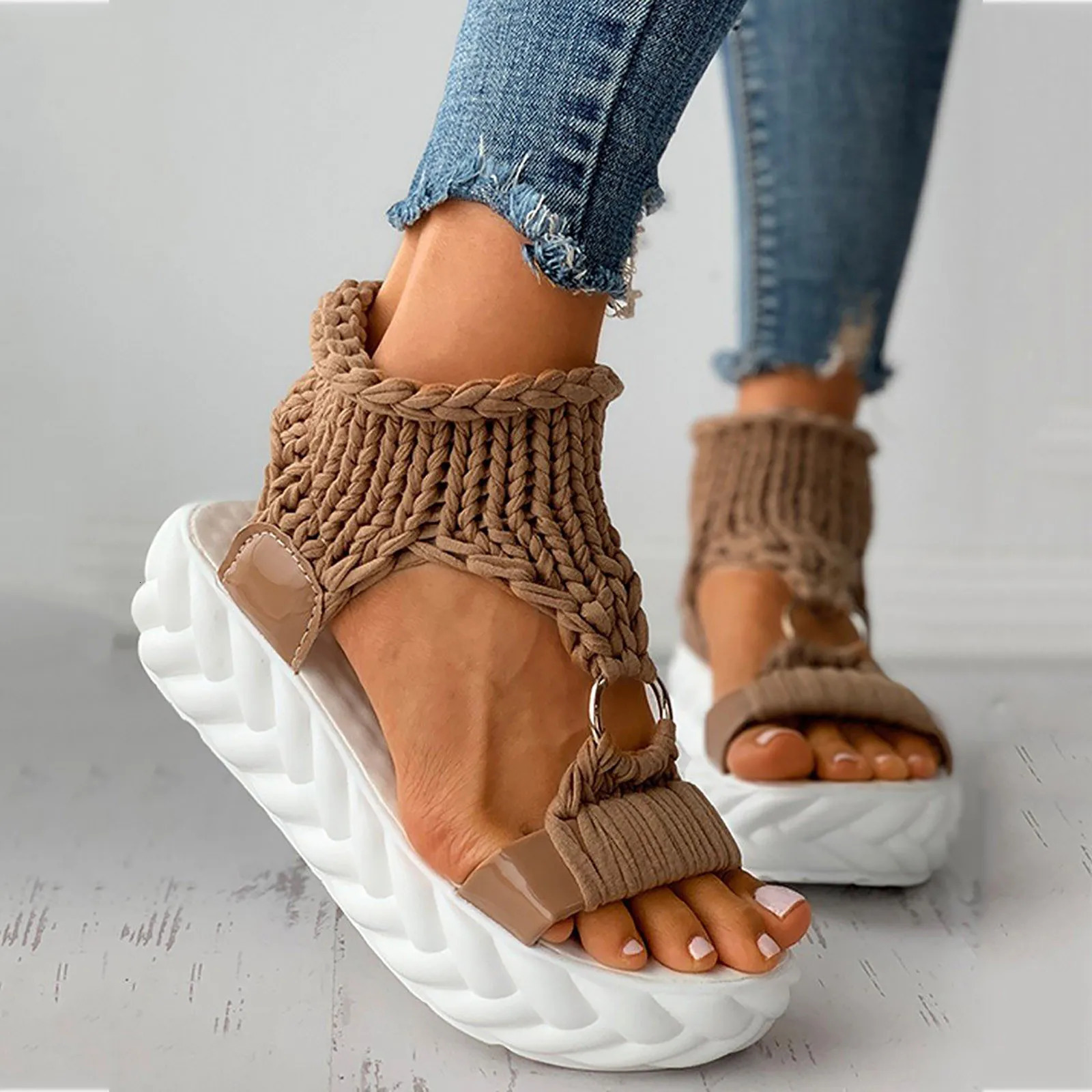 Sandals Women Summer Thick Bottom Sandals Causal Shoes Platform Sandals Sandalias Mujer Elegant Summer Sexy Ladies Shoes 240619