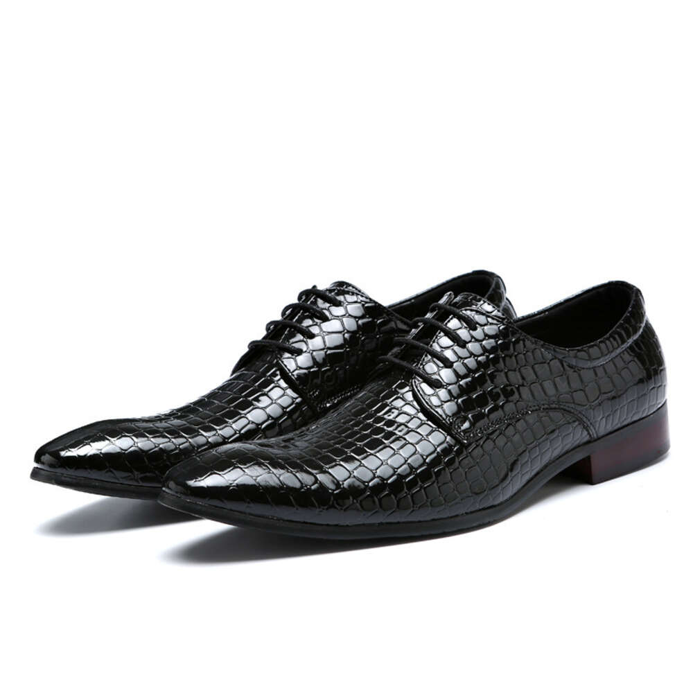 Shoe Wear Single Resistant Extra Large Fashionable Snake Pattern Men S With Lace Up Low Top Leather Shoes Ddmysaturn
