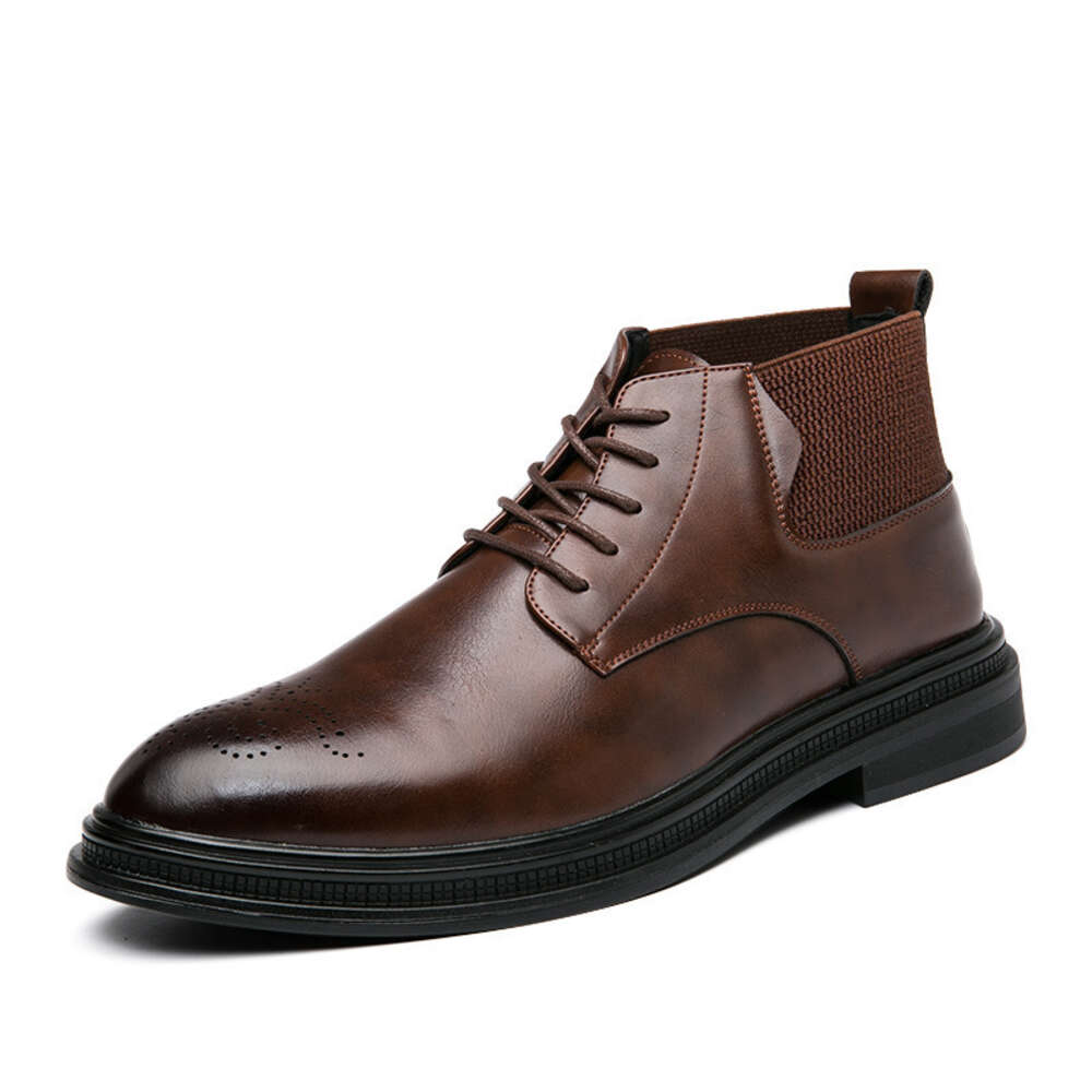 Block Chelsea English Carved Autumn Winter New Leather Casual Martin Boots Men S Shoes Ddmysaturn