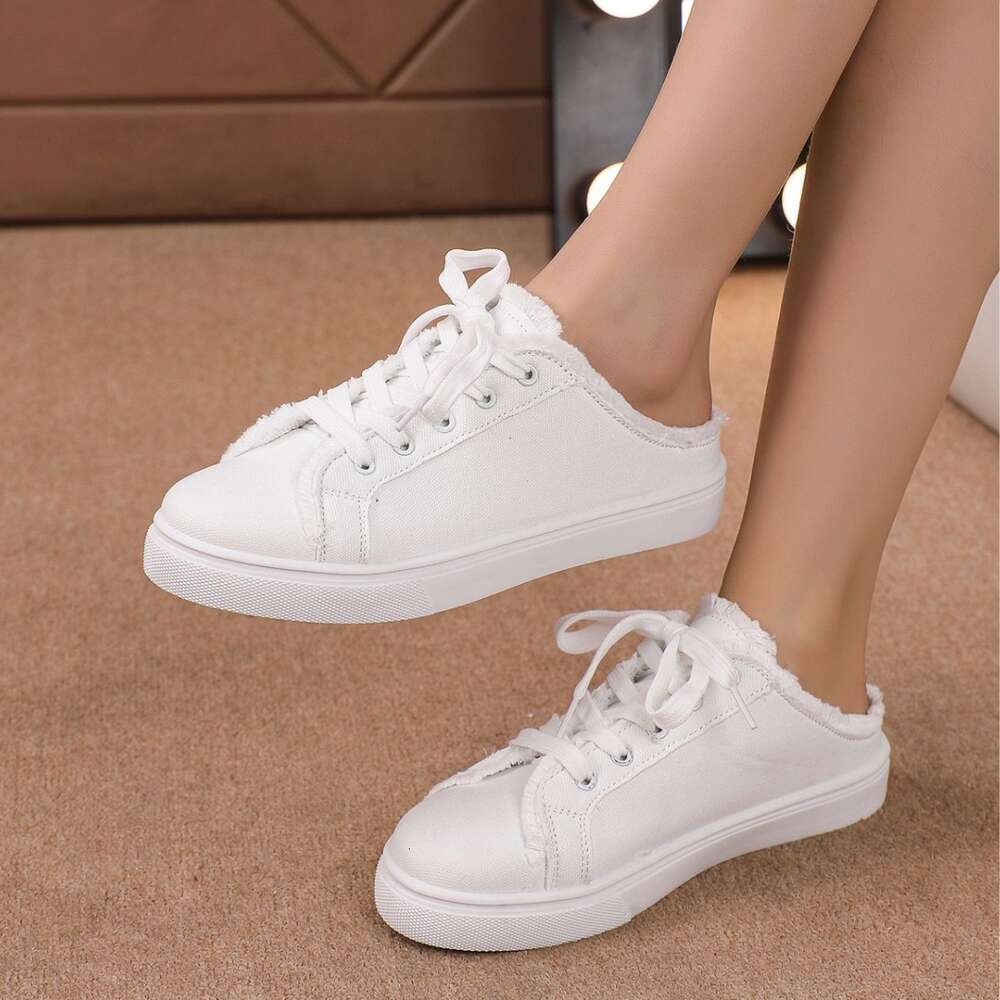 Size Summer Large New Slippers Women S Fashion Versatile Little White Half Slipperboard Shoes Ddmysaturn