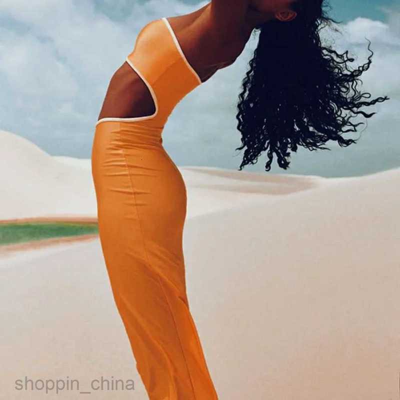 Basic Casual Dresses Combhasaki Womens High Street Casual Cutout Tube Tops Dress Fashion Gradient/Solid Color Off-shoulder Skinny Slit Long Sundress