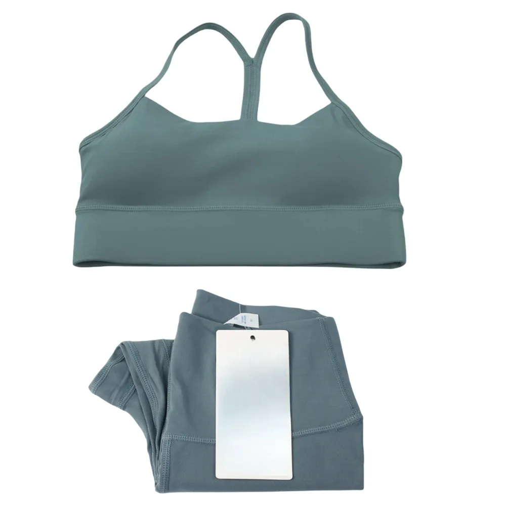 New Two Piece Yoga Sets Push Ups Y Bra Fitness Leggings Sports Bra Soft Elastic leggings Pants Gym Suit Running